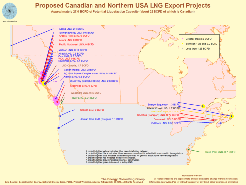 Proposed Canadian and Northern USA LNG Export Projects
