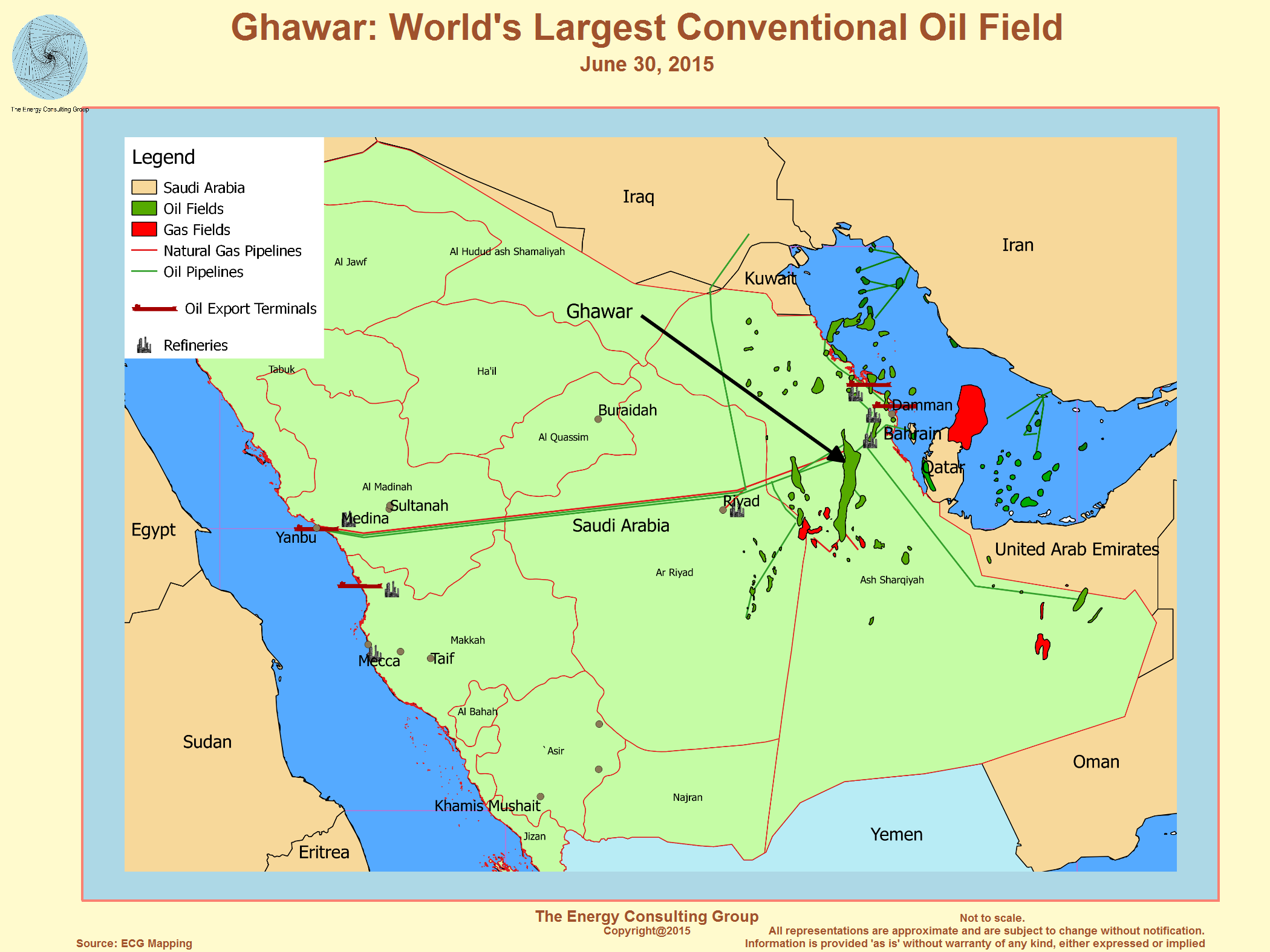 oil field map of arabia