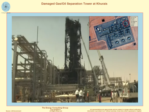 Damaged Gas/Oil Separation Tower at Khurais