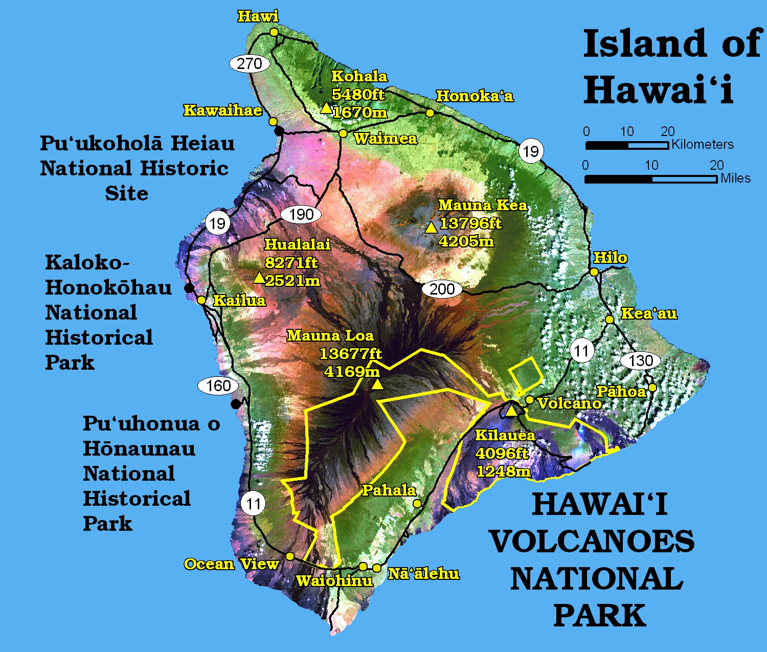 mauna kea volcano map