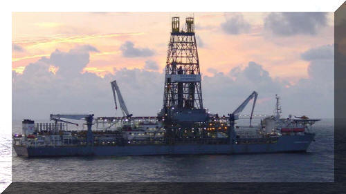 Image: Deepwater Drillship with Beautiful Sunset