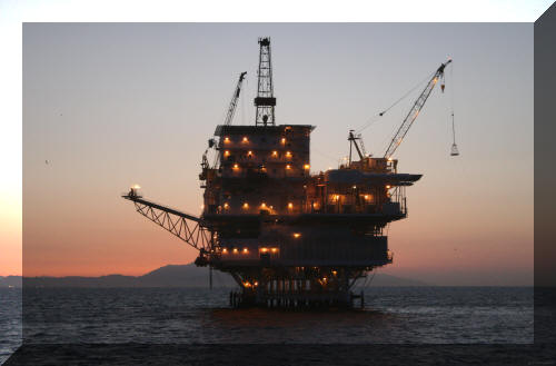 Image: Offshore California:  Gail Production Platform Against Sunset