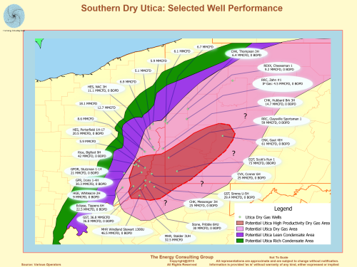 M ap, Image, Southern Dry Utica: Selected Well Performance