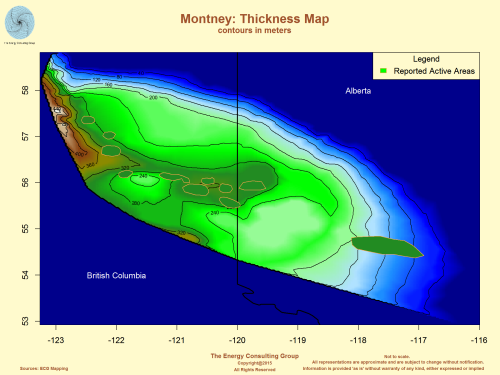 Montney: Thickness Map